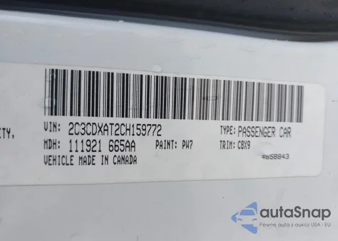 2012 Dodge Charger Police z USA, uszkodzony, nr VIN 2C3CDXAT2CH159772